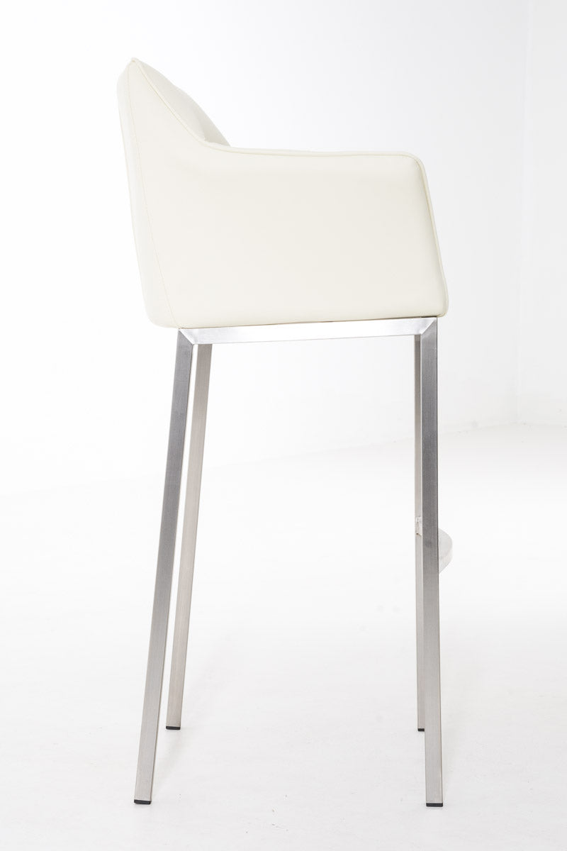 Barkruk Damaso Kunstleer creme,roestvrij staal creme