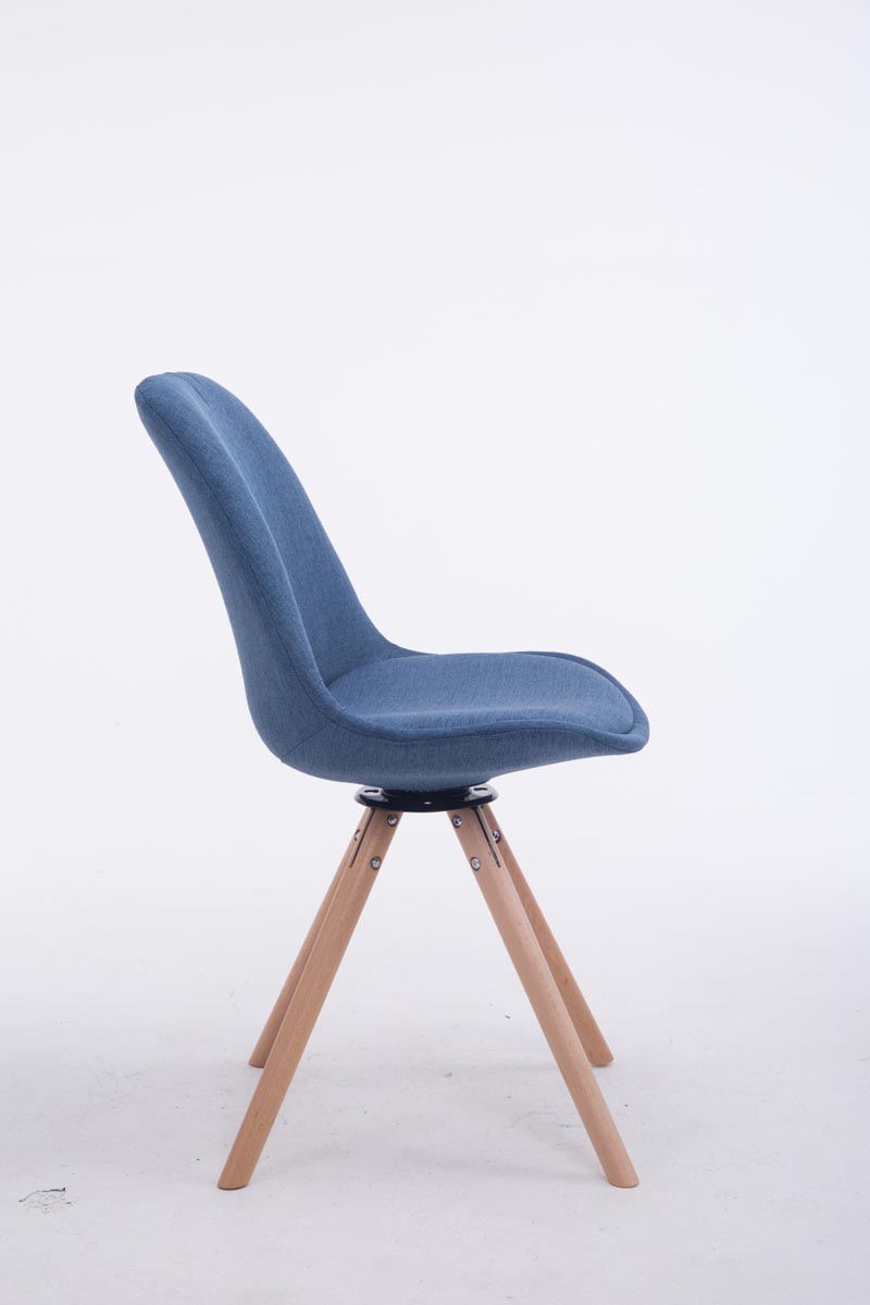 Bezoekerstoel Troyes Draaibaar Stof Rond blauw,natura blau