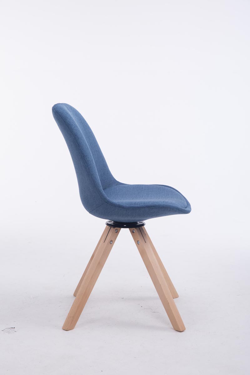 Eetkamerstoel Troyes vierkant frame Stof blauw,natura blau