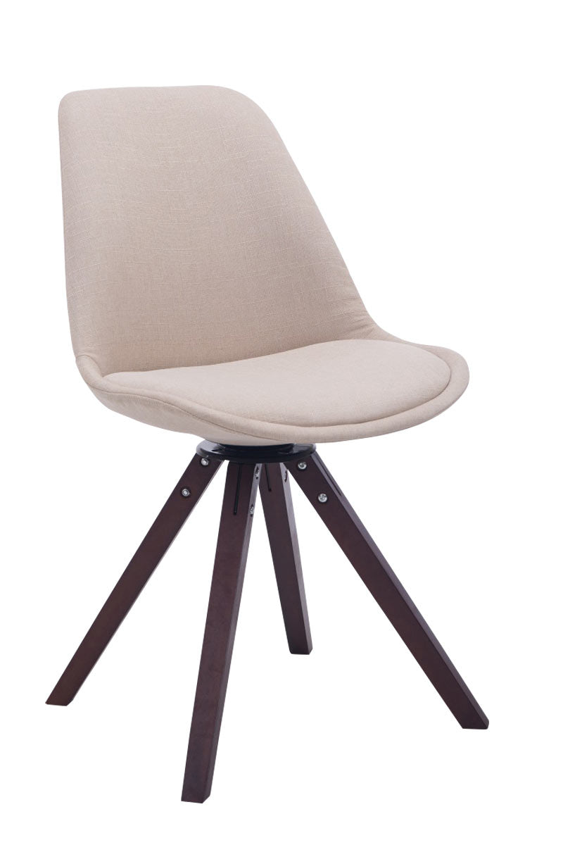 Eetkamerstoel Troyes vierkant frame Stof creme,walnoot creme