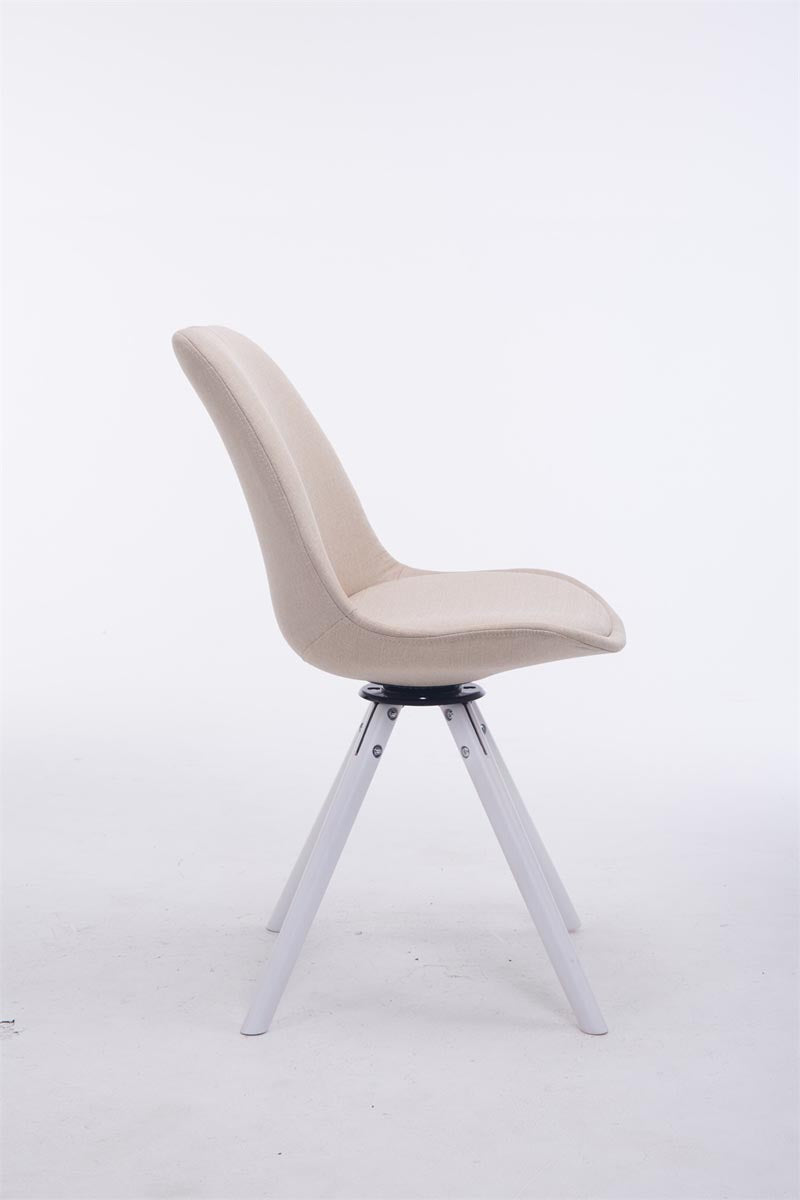 Bezoekerstoel Troyes Draaibaar Stof Rond creme,wit creme