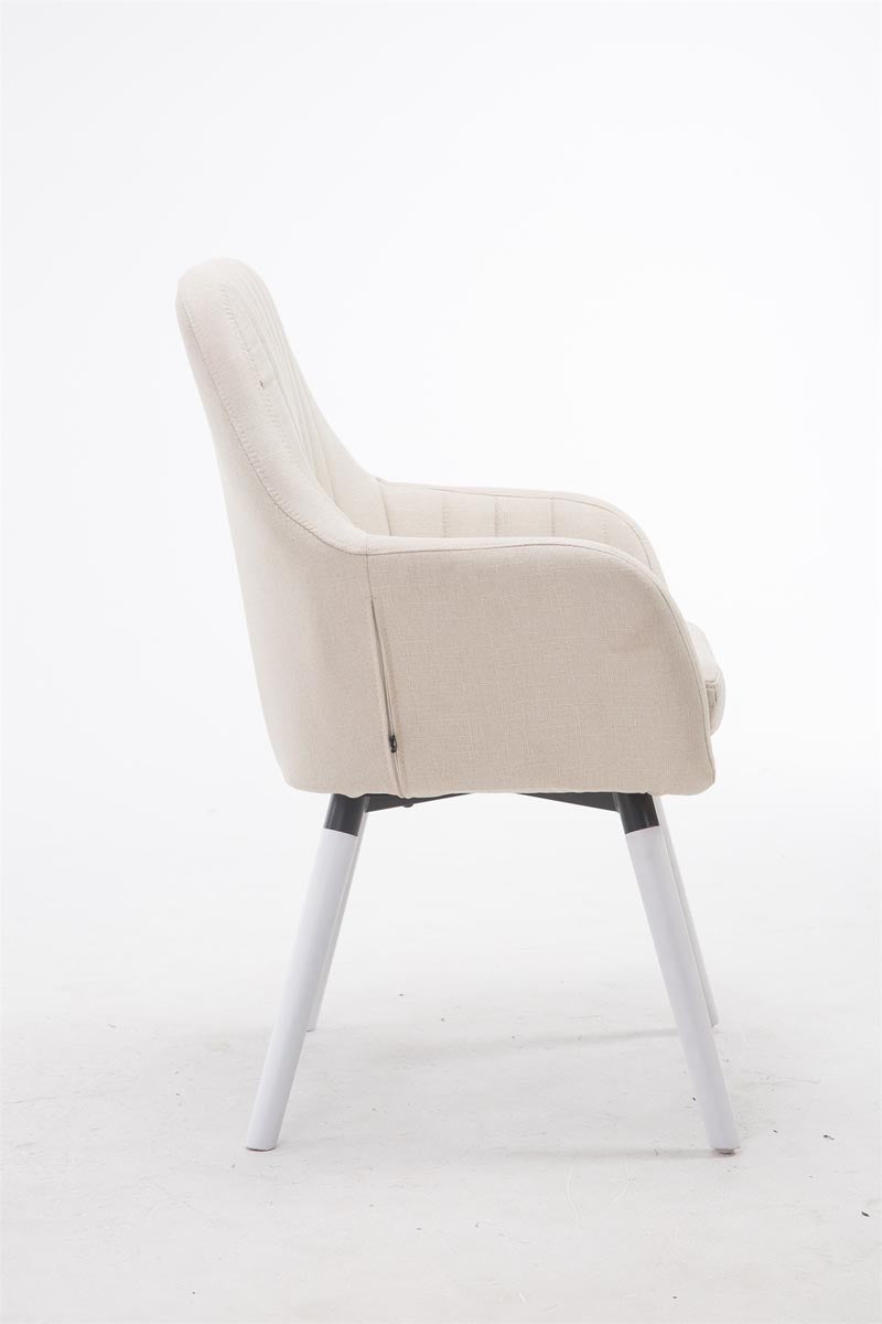 Retro eetkamerstoel FLORIAN, stof creme,wit creme