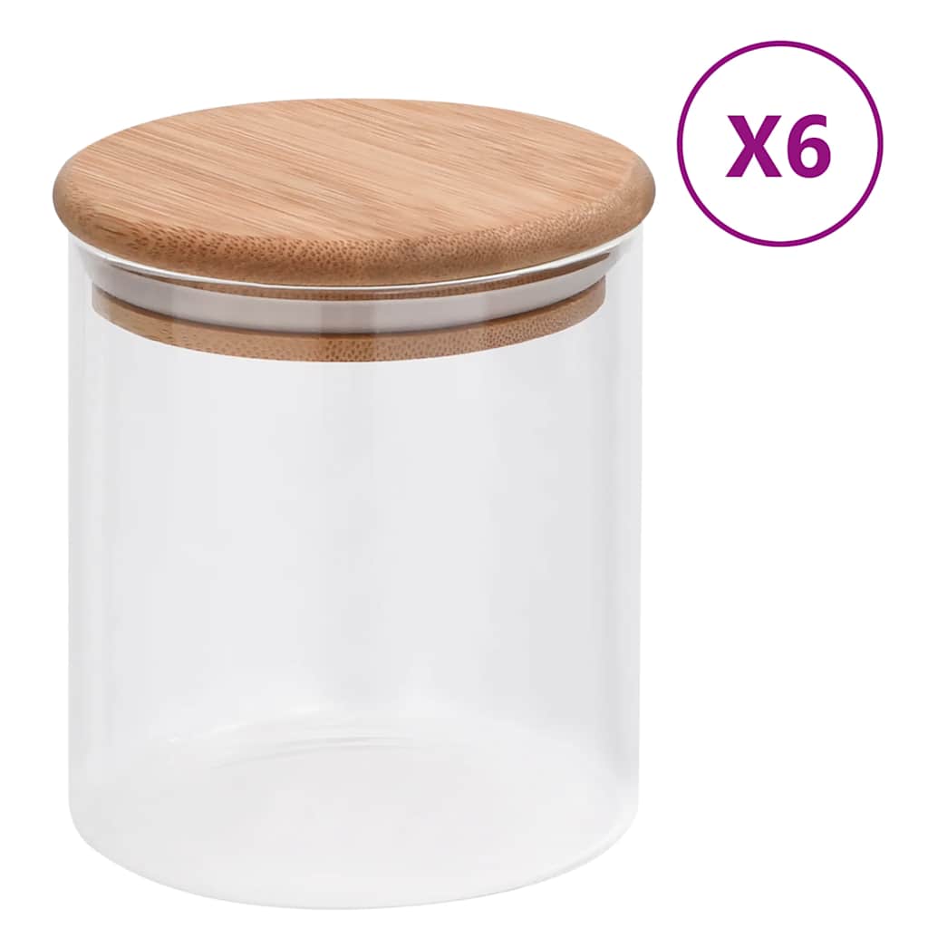 vidaXL Opbergpotten met bamboe deksel 6 st 1000 ml glas - Aashly