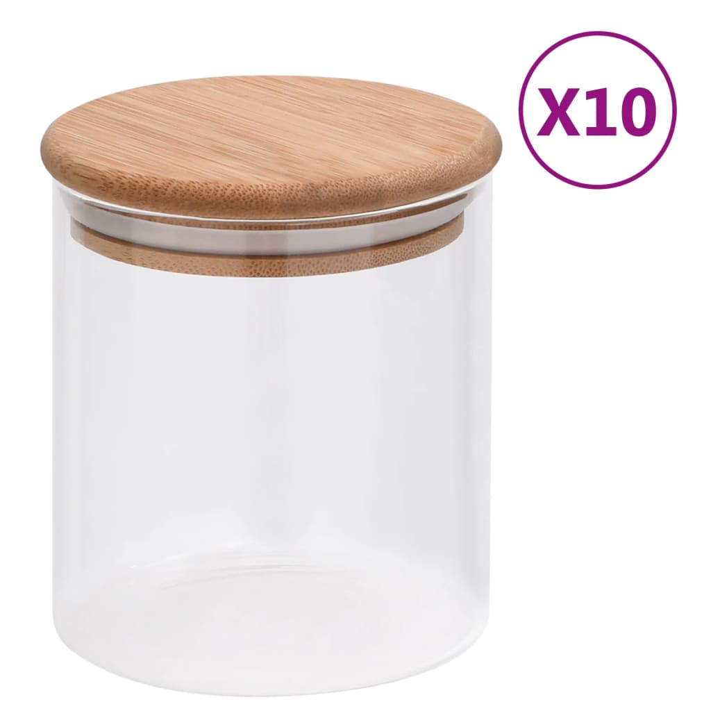 vidaXL Opbergpotten met bamboe deksel 6 st 1000 ml glas - Aashly