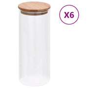 vidaXL Opbergpotten met bamboe deksel 6 st 1000 ml glas - Aashly
