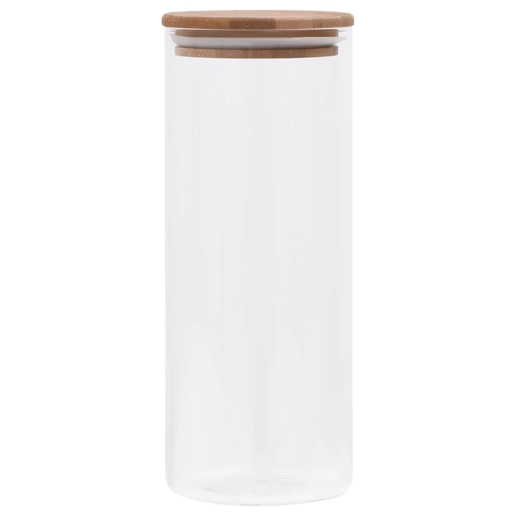 vidaXL Opbergpotten met bamboe deksel 6 st 1000 ml glas - Aashly