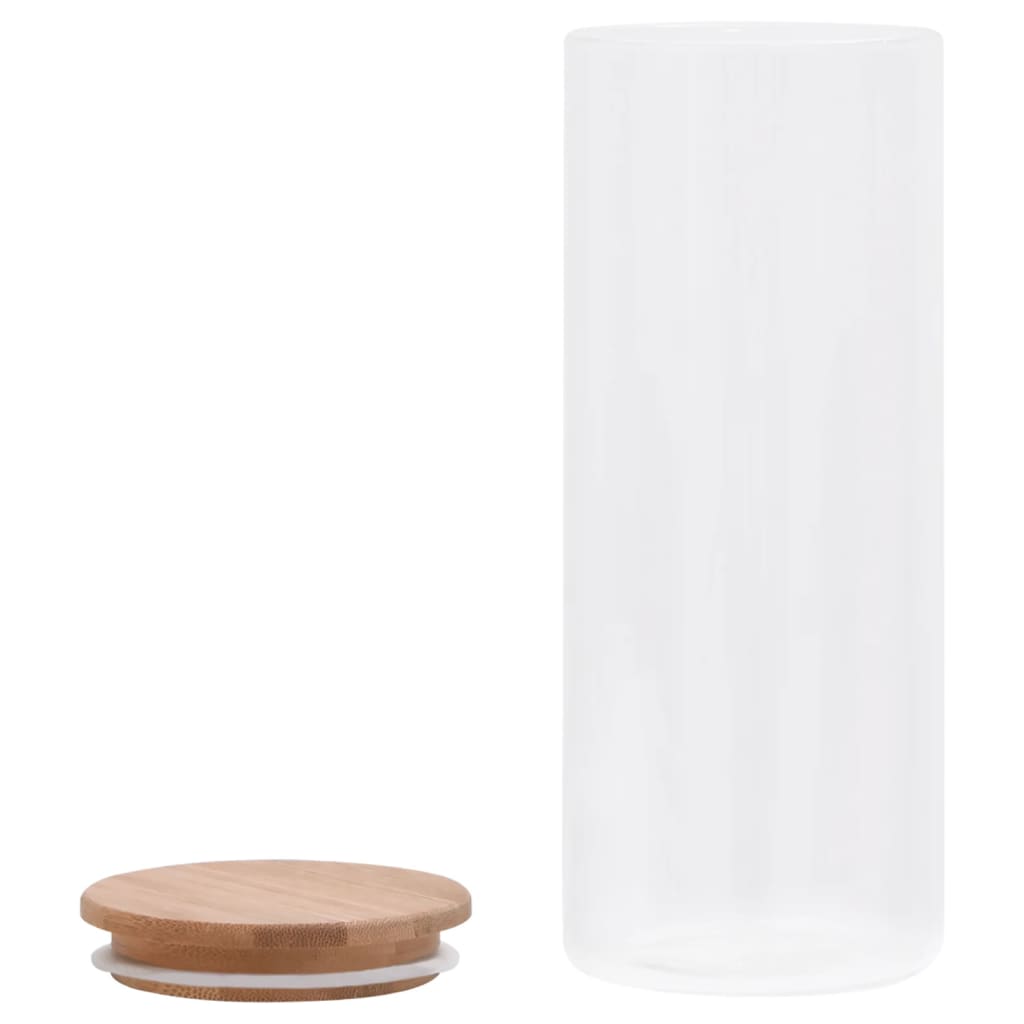 vidaXL Opbergpotten met bamboe deksel 6 st 1000 ml glas - Aashly