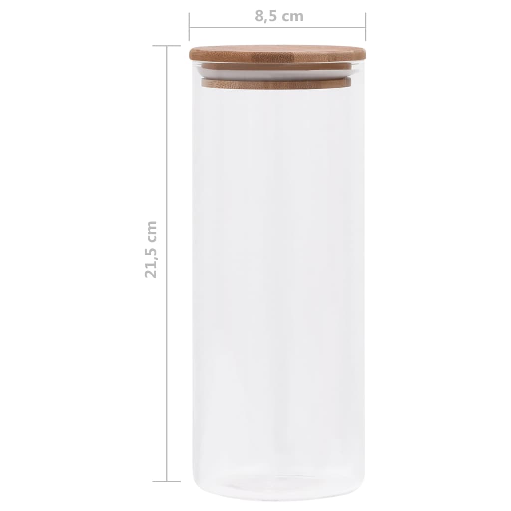 vidaXL Opbergpotten met bamboe deksel 6 st 1000 ml glas - Aashly