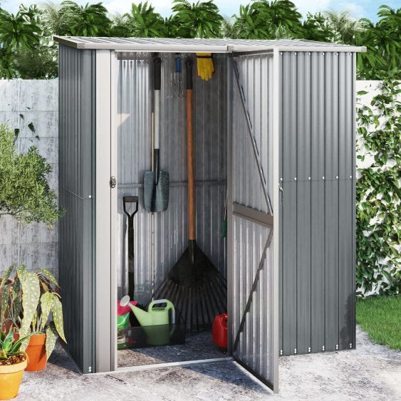 vidaXL Tuinschuur 180,5x97x209,5 cm gegalvaniseerd staal grijs - Aashly