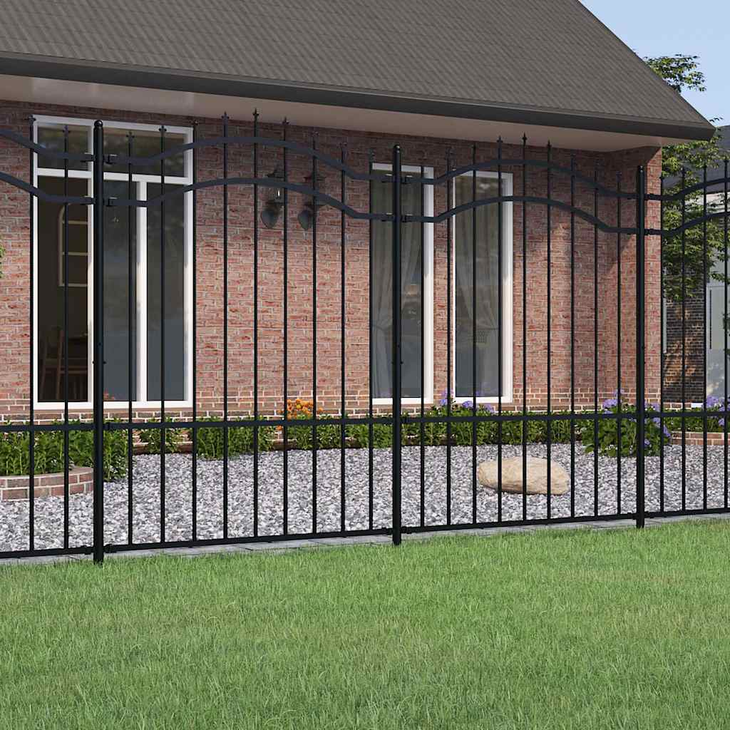 vidaXL Tuinhek met spijlpunten 115 cm gepoedercoat staal zwart