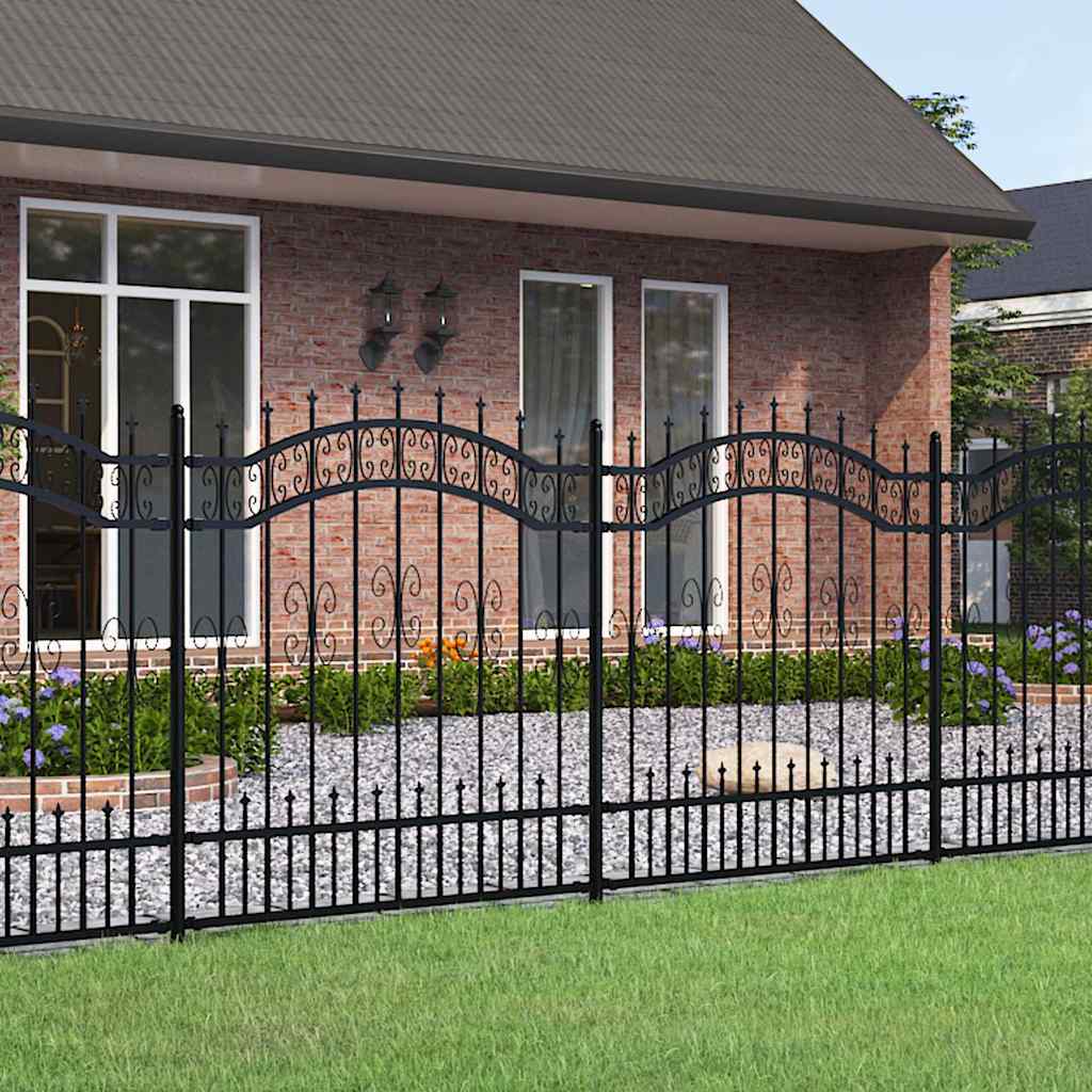 vidaXL Tuinhek met spijlpunten 222 cm gepoedercoat staal zwart