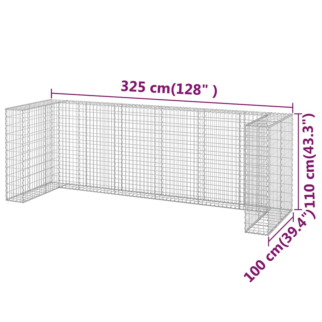 vidaXL Schanskorf voor containers 325x100x110 cm gegalvaniseerd staal - Aashly