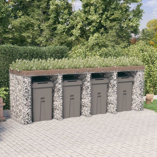 vidaXL Schanskorf voor vuilnisbak 192x91x120 cm gegalvaniseerd ijzer - Aashly