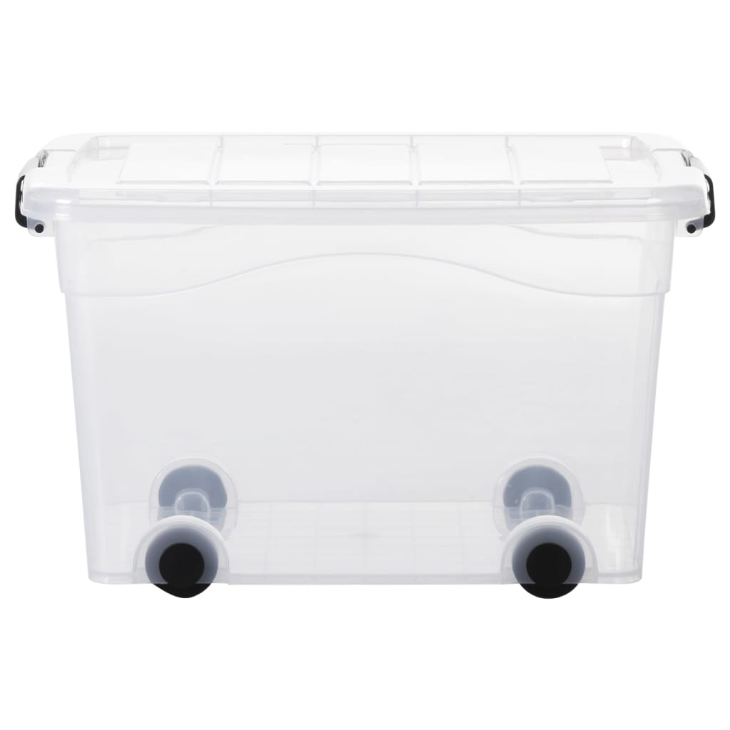 vidaXL Opbergboxen 2 st met wieltjes en deksels 40 L transparant