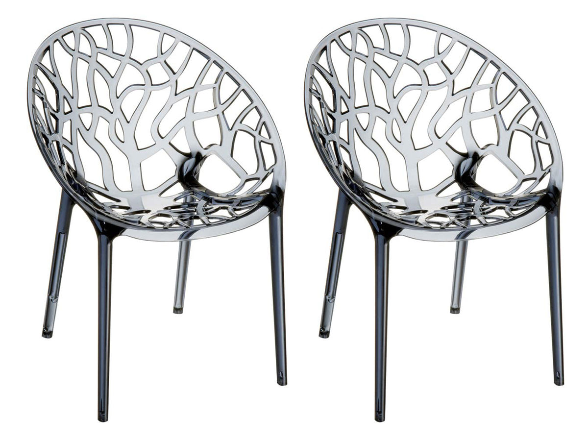 2er SET stapelstoel CRYSTAL grijs grau