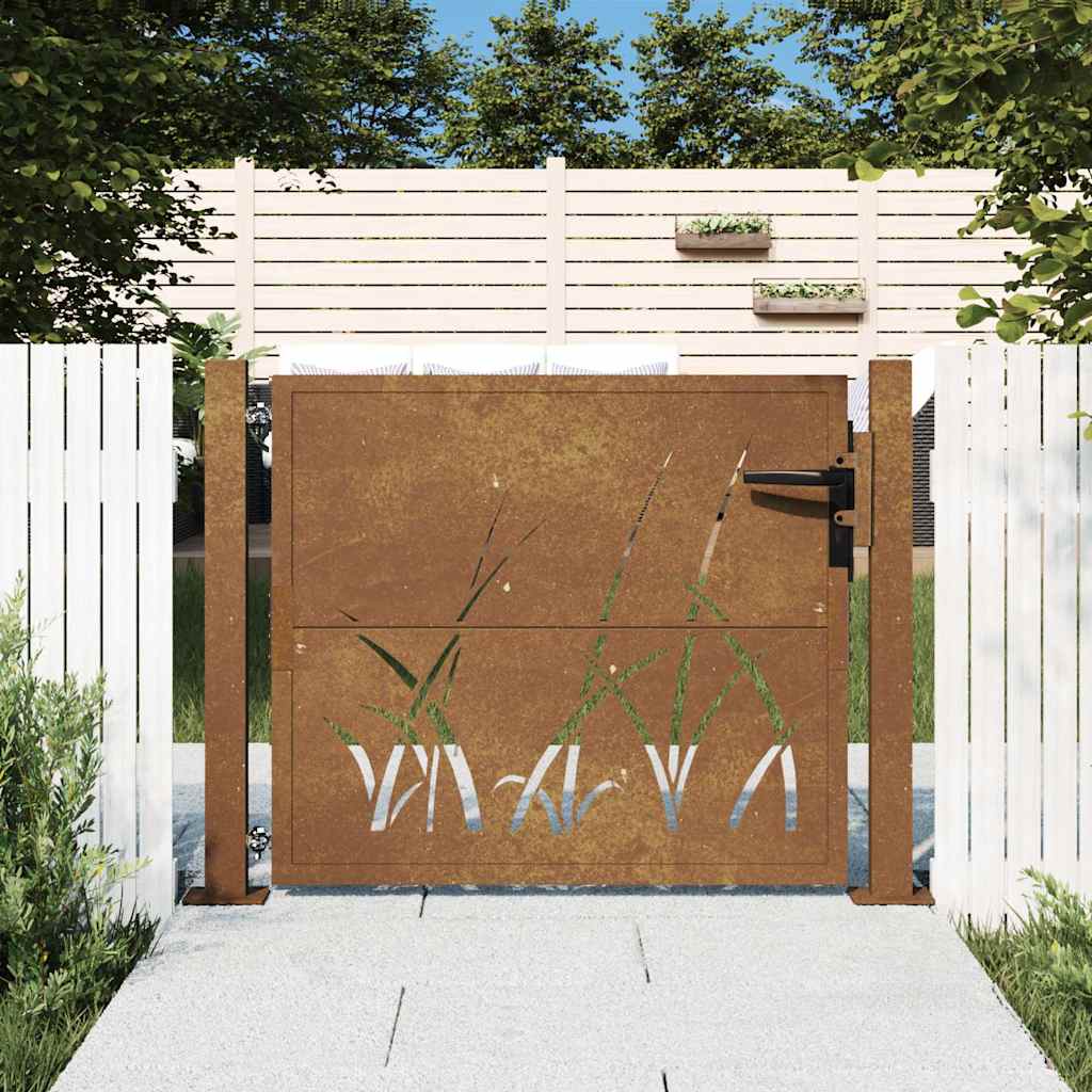vidaXL Poort grasontwerp 105x130 cm cortenstaal