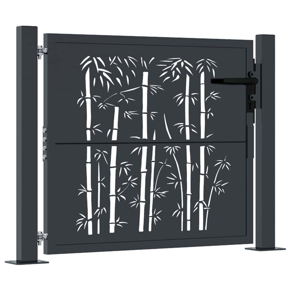 vidaXL Poort met bamboe-ontwerp 105x155 cm staal antracietkleurig