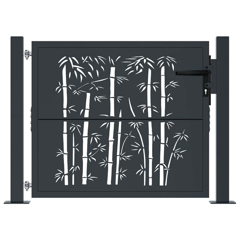vidaXL Poort met bamboe-ontwerp 105x155 cm staal antracietkleurig