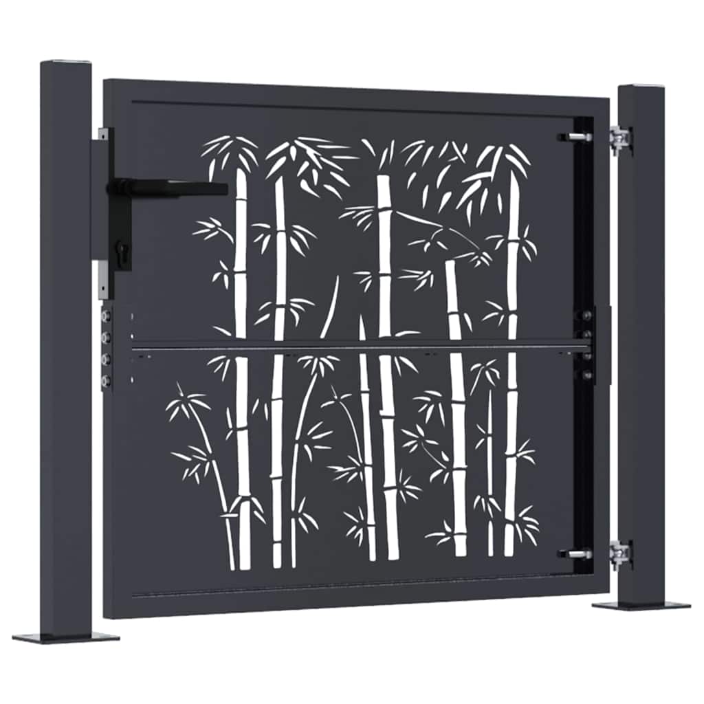 vidaXL Poort met bamboe-ontwerp 105x155 cm staal antracietkleurig