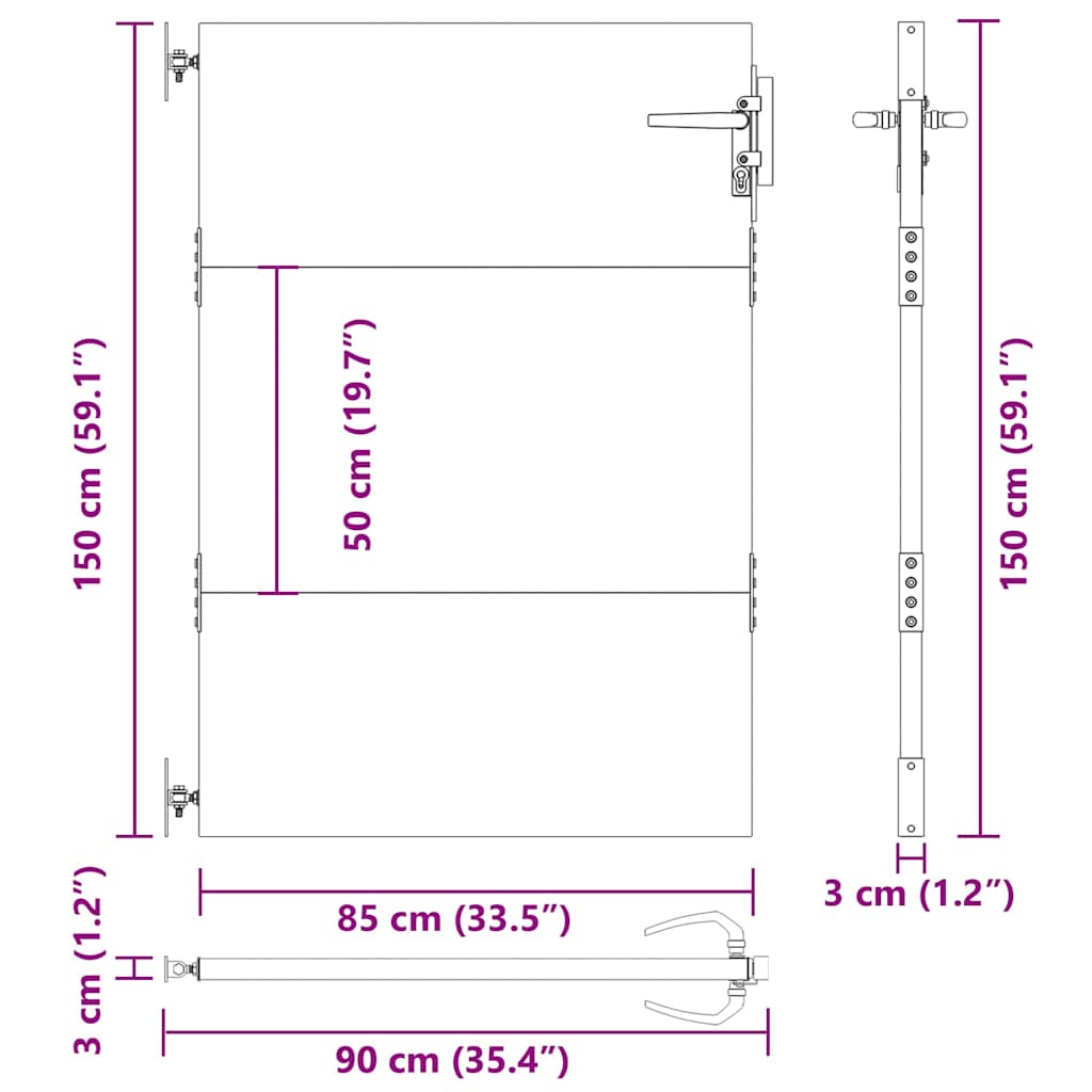 vidaXL Poort 85x125 cm cortenstaal