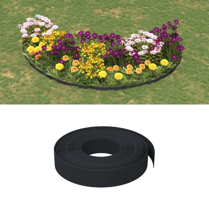 vidaXL Tuinranden 3 st 10 m 15 cm polyetheen zwart - Aashly