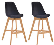 Set van 2 barkrukken Cannes fluweel zwart,natura schwarz