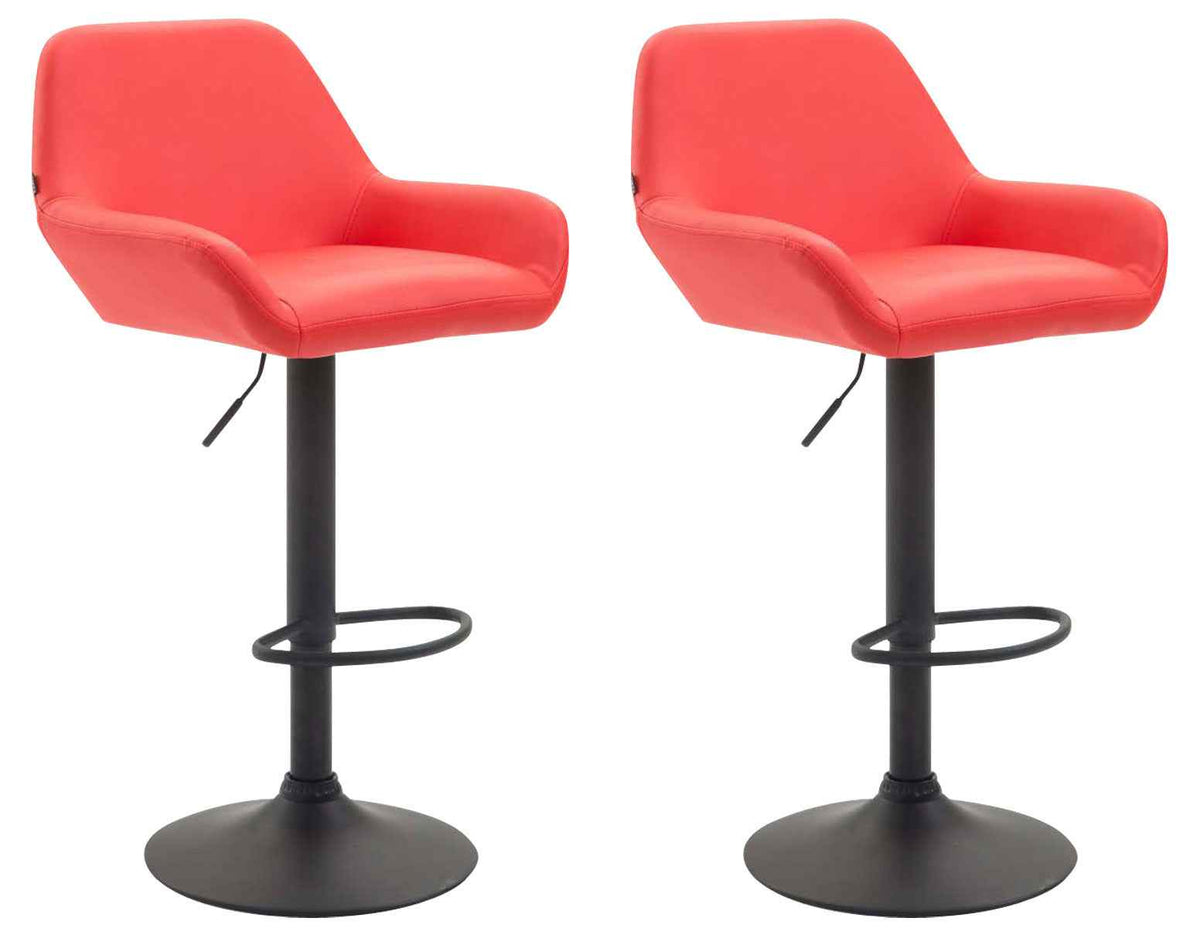 Set van 2 barkrukken Braga kunstleer rood,zwart rot