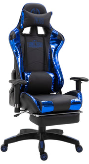 Racing bureaustoel XL Turbo met voetsteun zwart/blauw,Kunstleer (metallic) schwarz/blau