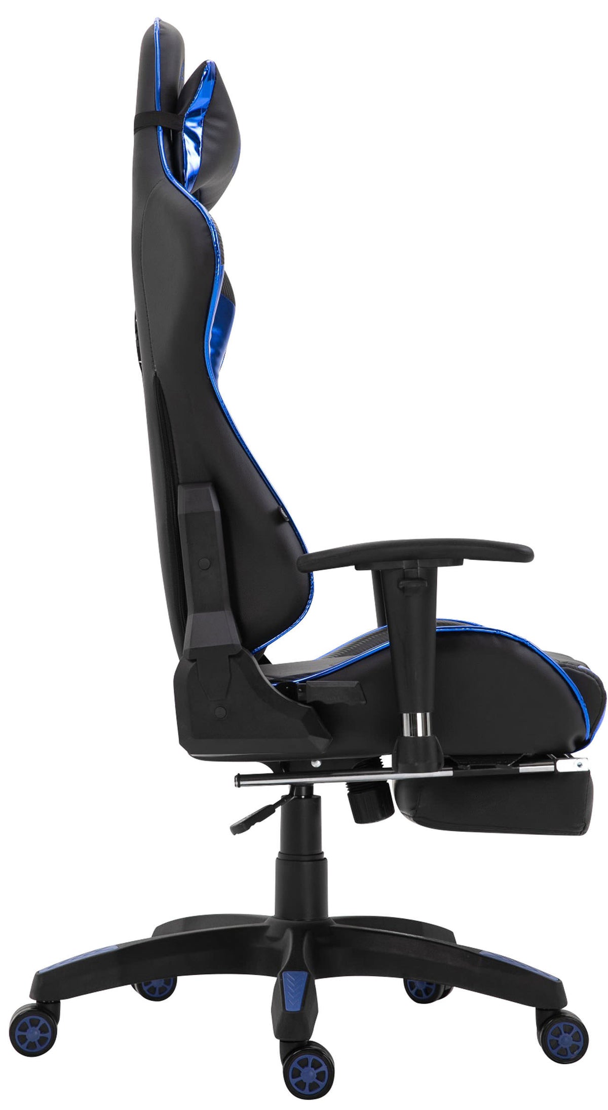 Racing bureaustoel XL Turbo met voetsteun zwart/blauw,Kunstleer (metallic) schwarz/blau