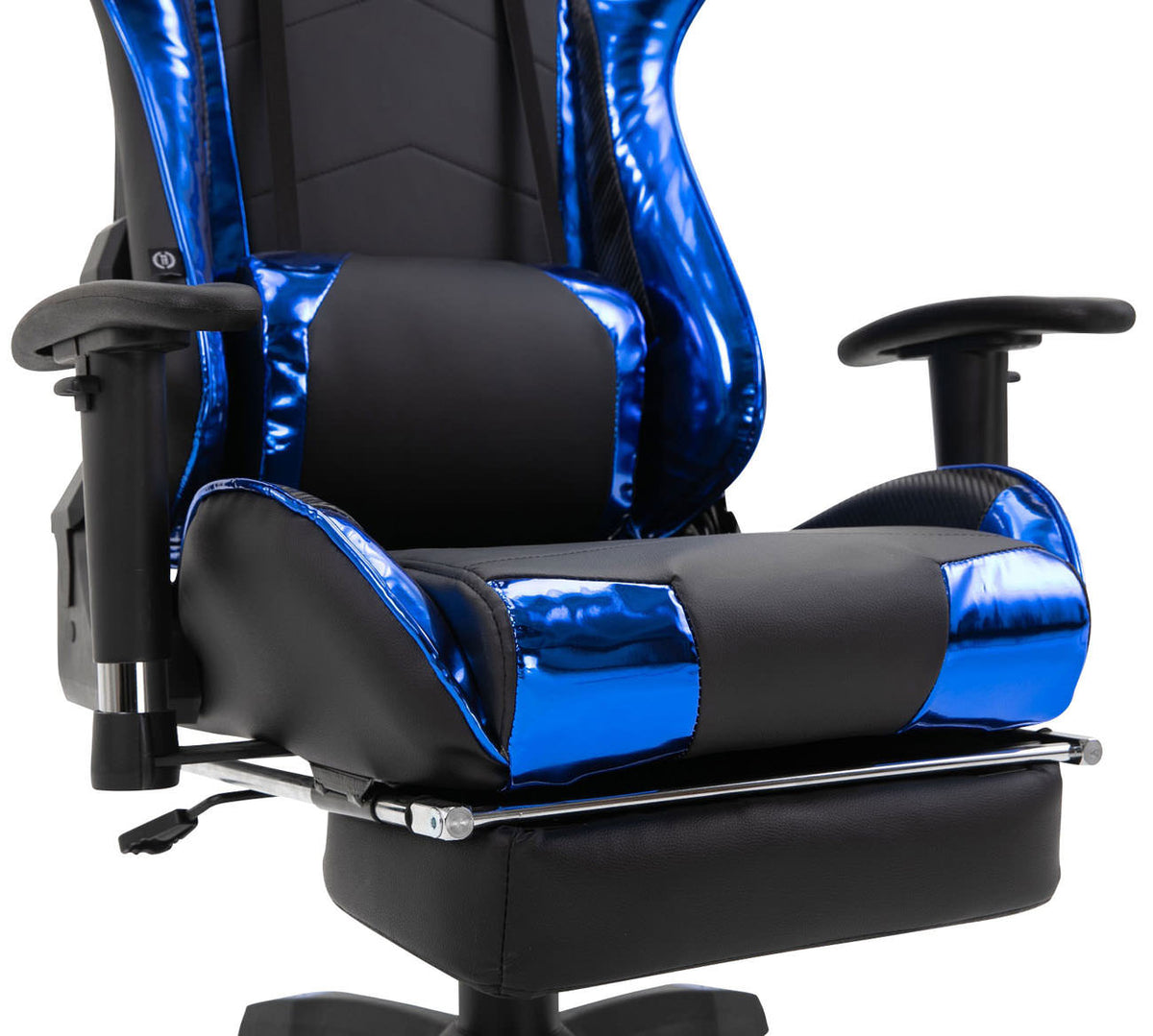 Racing bureaustoel XL Turbo met voetsteun zwart/blauw,Kunstleer (metallic) schwarz/blau
