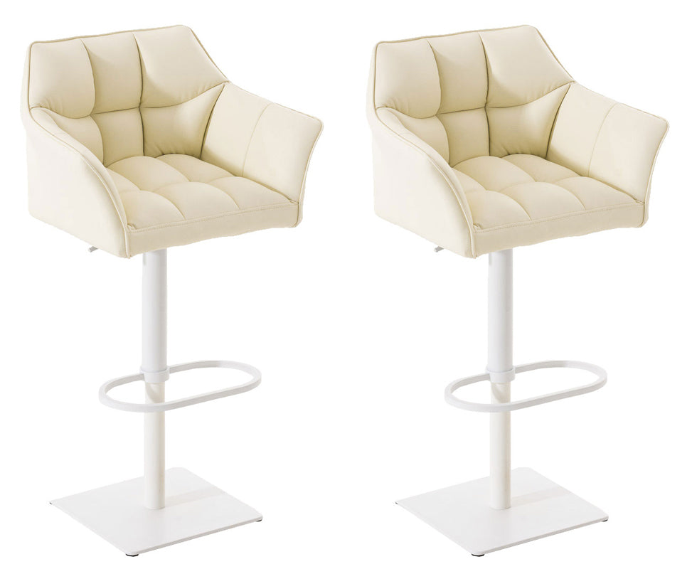 2er Set Barhocker Damaso Kunstleder weiß creme