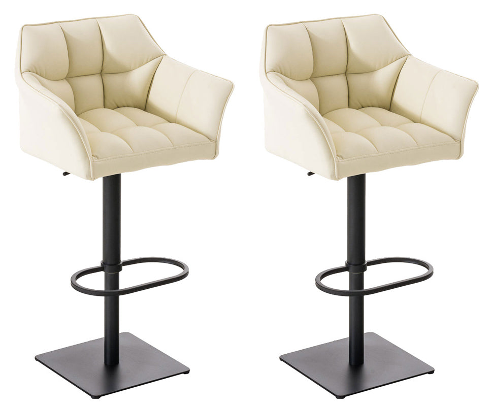 2er Set Barhocker Damaso Kunstleder schwarz creme