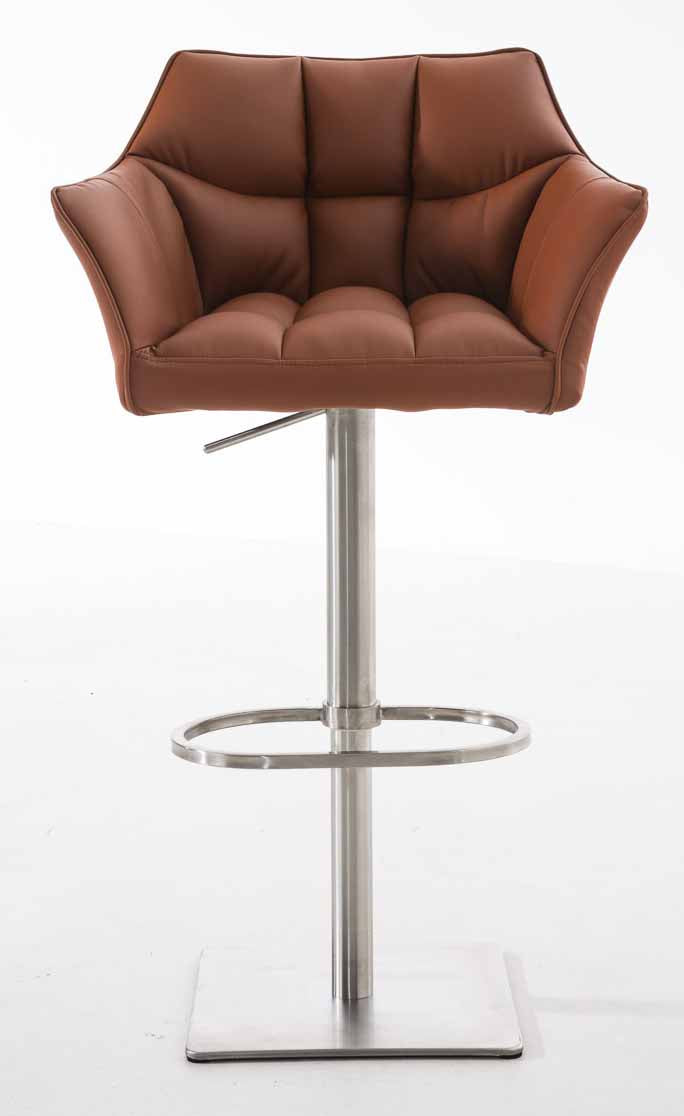 2er Set Barhocker Damaso Kunstleder edelstahl hellbraun