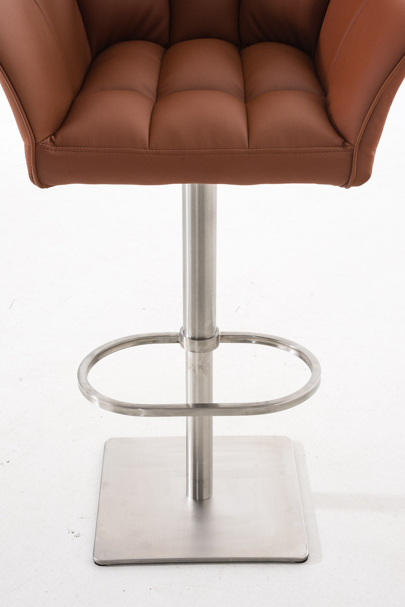 2er Set Barhocker Damaso Kunstleder edelstahl hellbraun