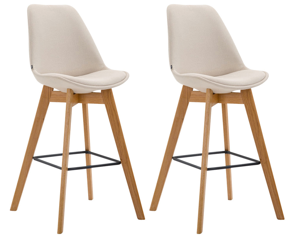 Set van 2 barkrukken Metz Stof creme,natura creme