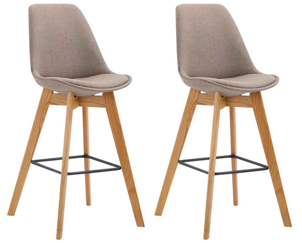 Set van 2 barkrukken Metz Stof taupe,natura taupe