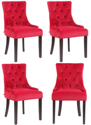 Set van 4 eetkamerstoelen Aberdeen Fluweel rood,antiek rot