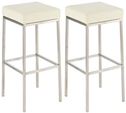 Set van 2 barkrukken Montreal 85 Kunstleer creme,roestvrij staal creme