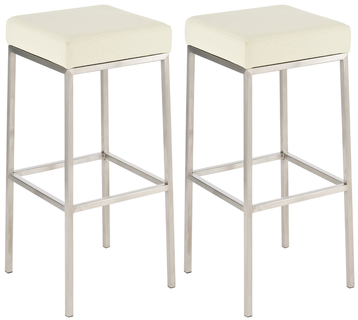 Set van 2 barkrukken Montreal 85 Kunstleer creme,roestvrij staal creme