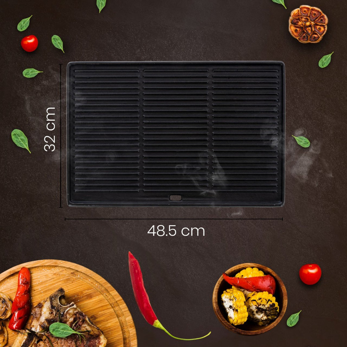 Grillplatte 48,5x32cm anthrazit