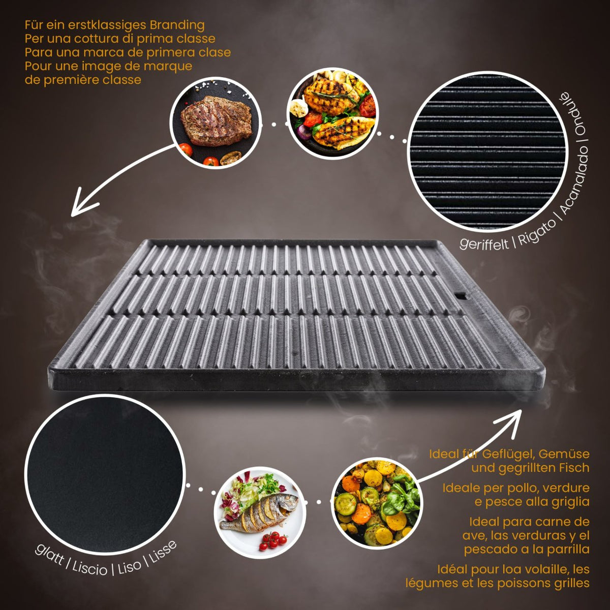 Grillplatte 48,5x32cm anthrazit