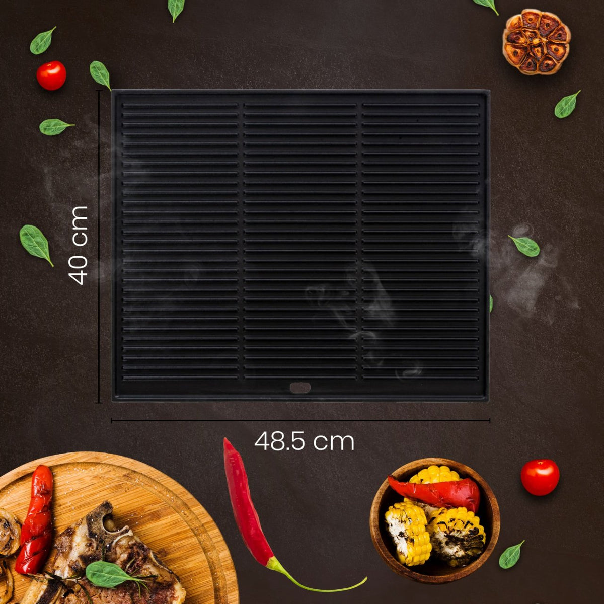 Grillplatte 48,5x40cm anthrazit