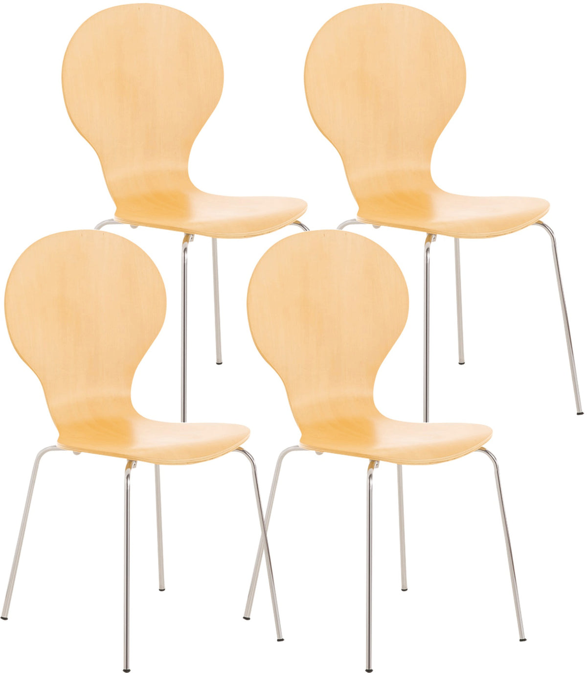 Set van 4 stapelstoelen Diego natura natura