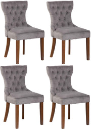 Set van 4 Eetkamerstoelen Franca - Fluweel grijs,antiek licht grau