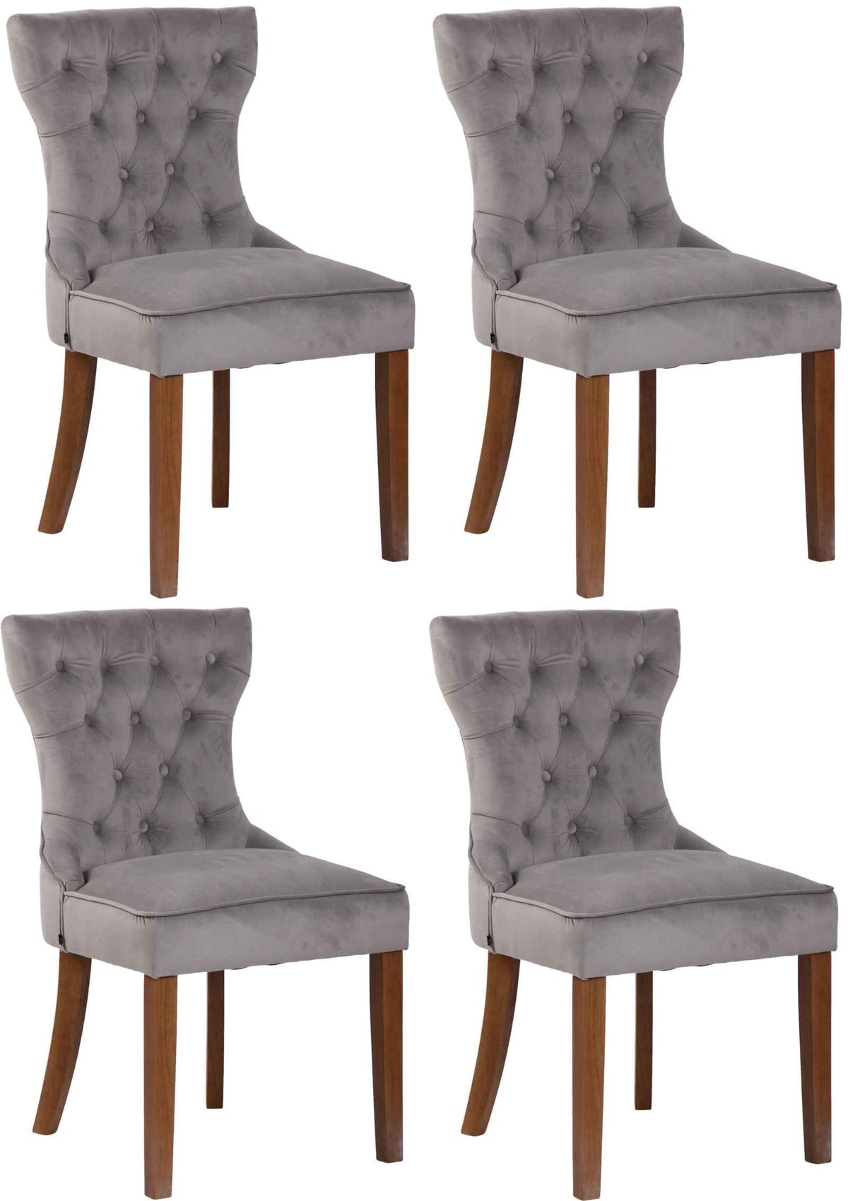 Set van 4 Eetkamerstoelen Franca - Fluweel grijs,antiek licht grau