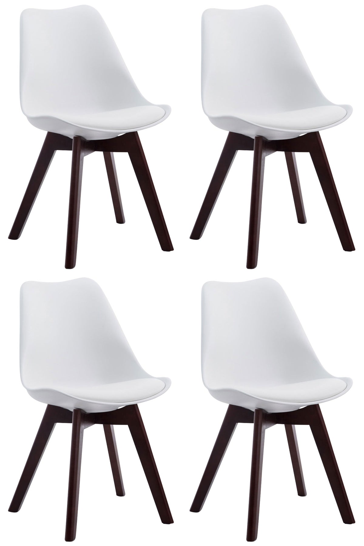 Set van 4 Eetkamerstoelen Borneo - Kunstleer wit,walnoot weiß