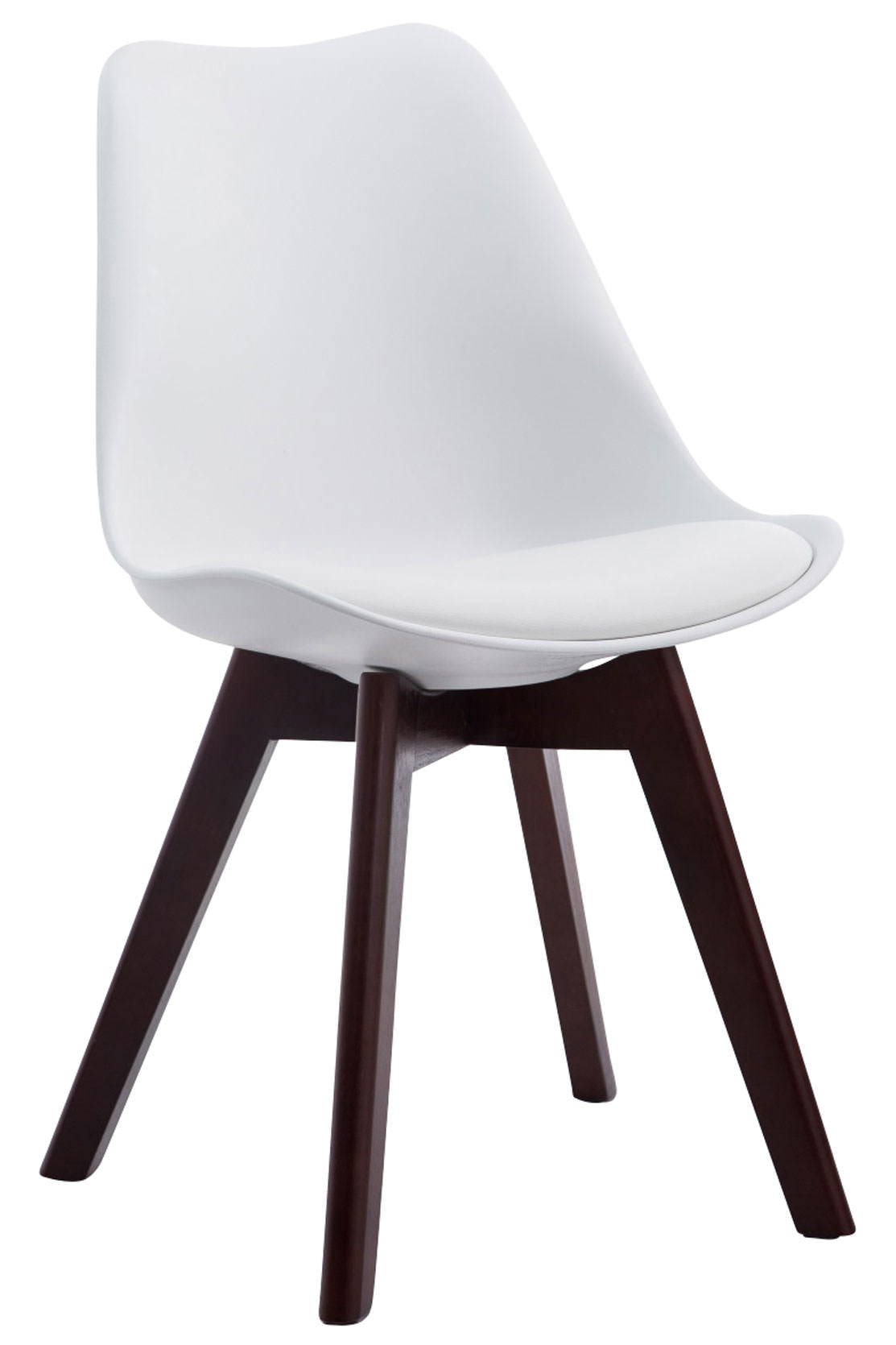 Set van 4 Eetkamerstoelen Borneo - Kunstleer wit,walnoot weiß
