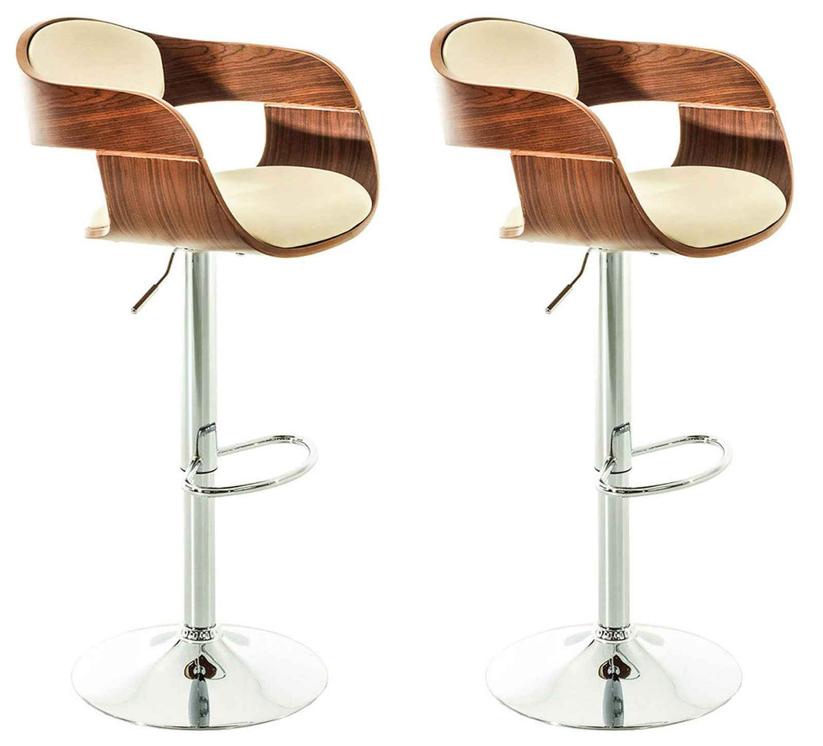 Set van 2 barkrukken Kingston kunstleer walnoot/creme walnuss/creme