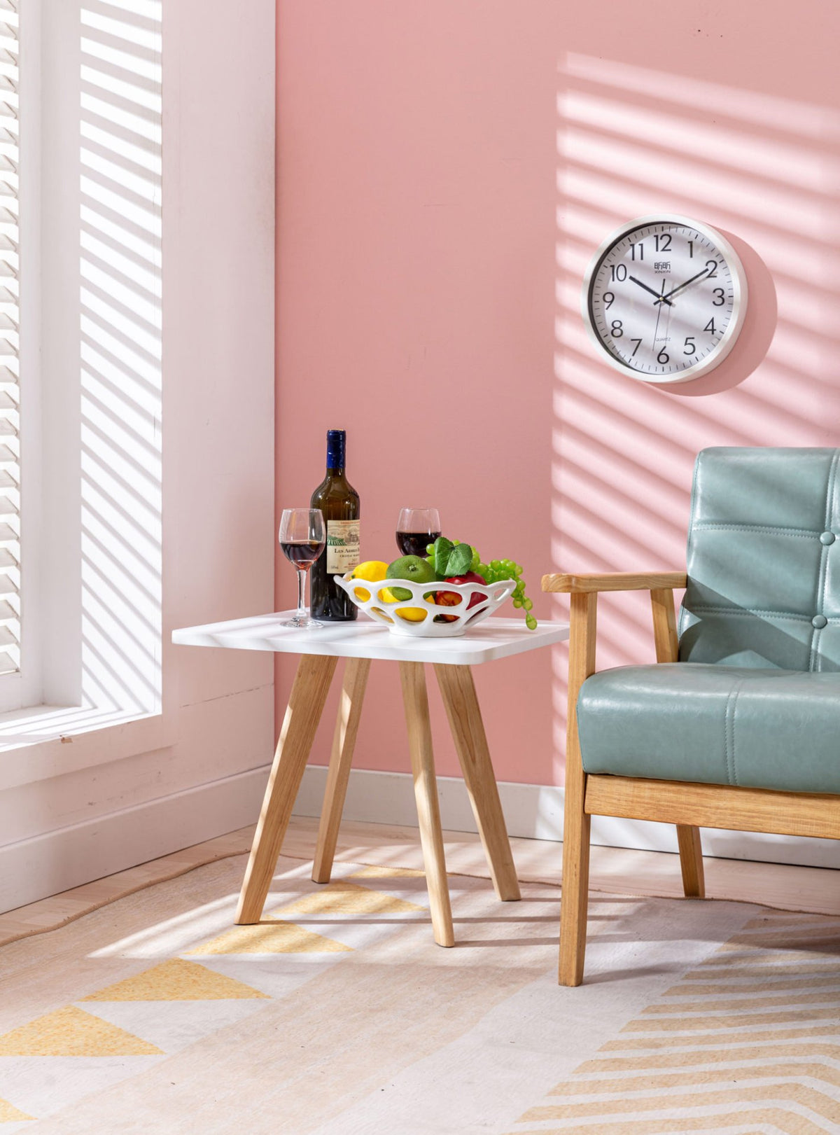 Bijzettafel Almeria wit,natura (vierkant) weiß