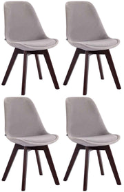 Set van 4 Eetkamerstoelen Borneo Fluweel grijs,walnoot grau